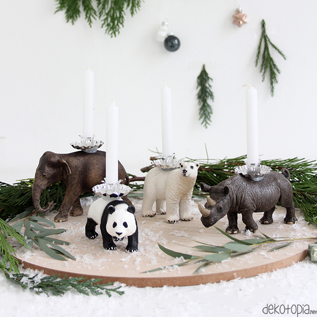 DIY Anleitung: Adventskranz mit Tierfiguren