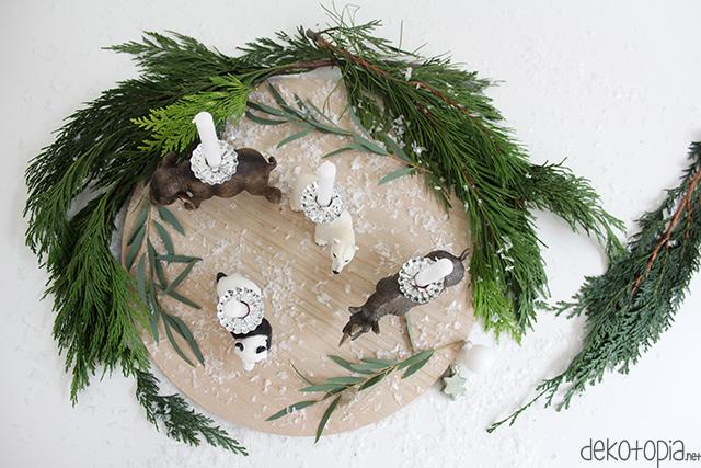 DIY Anleitung: Adventskranz mit Tierfiguren