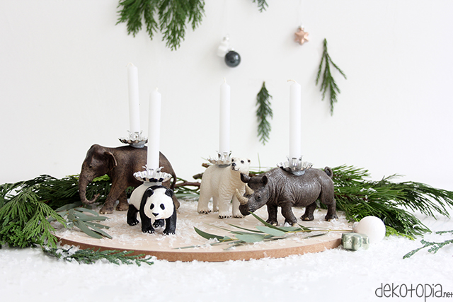 DIY Anleitung: Adventskranz mit Tierfiguren