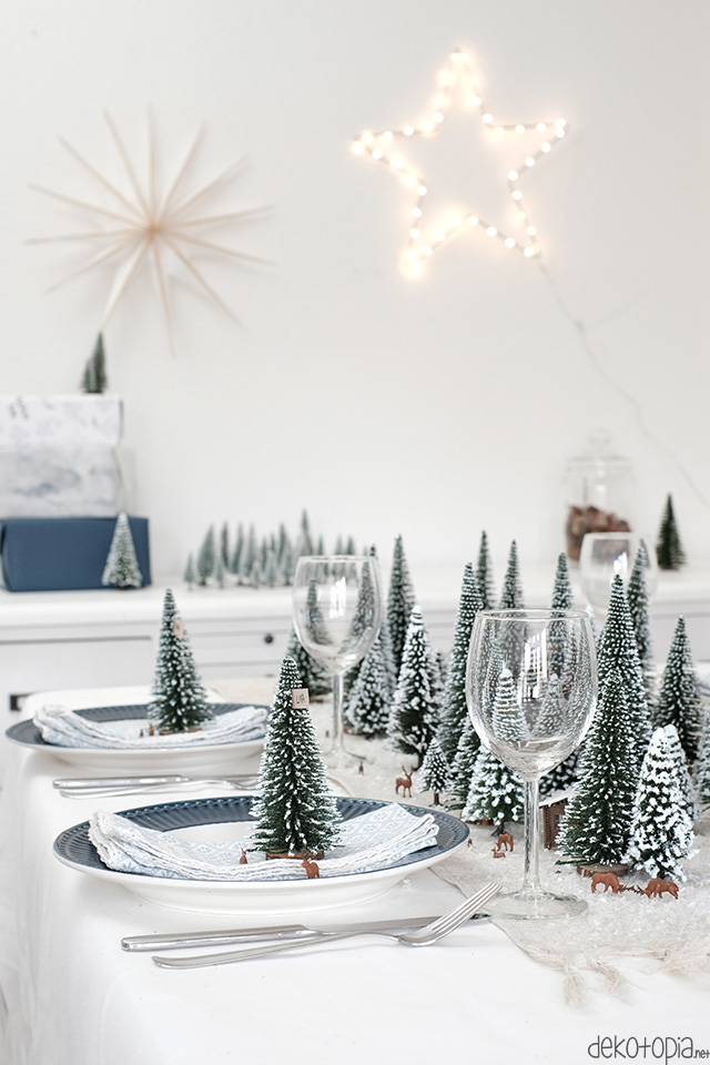 Winterwald Tischdeko: tolle Idee für Weihnachten